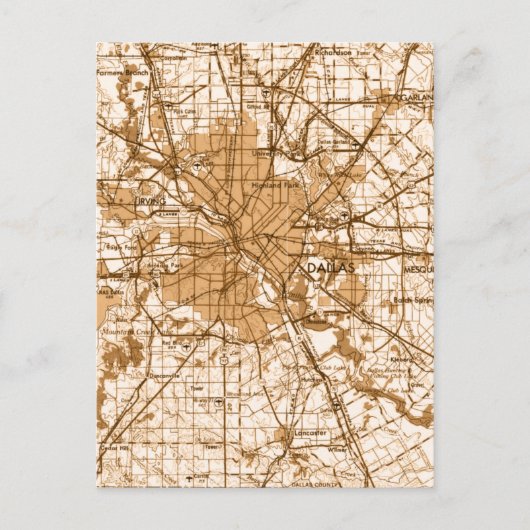 ダラスヴィンテージの地図 ポストカード (正面)