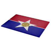 ダラス国旗を掲げたガラス製板 カッティングボード (角)