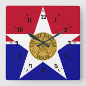 ダラス国旗、テキサス州スクエアウォールクロック スクエア壁時計 (正面)