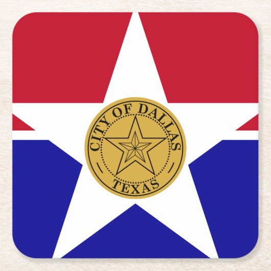ダラス国旗、テキサス州スクエア紙コースター スクエアペーパーコースター (正面)