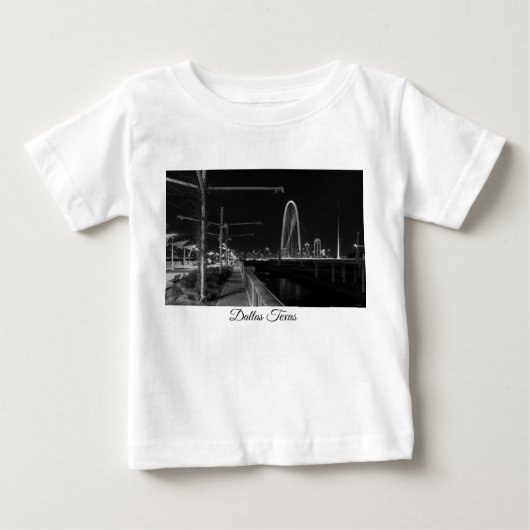 ダラス夕べウォークグレースケール ベビーTシャツ (正面)