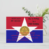 ダラス州旗を持つベビーシャワー招待状 招待状 (スタンド正面)