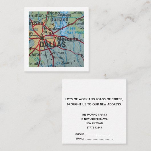 ダラス引っ越しました新しい住所カード エンクロージャーカード (正面/裏面)