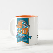 ダラス文字Dクレストオレンジの名前マグを意味する ツートーンマグカップ (正面左)