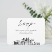 ダラス結婚のミニマルなスケッチRSVP エンクロージャーカード (スタンド正面)