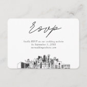ダラス結婚のミニマルなスケッチRSVP エンクロージャーカード (正面)