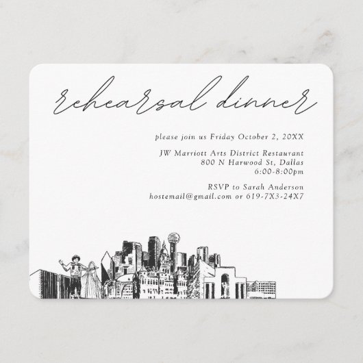 ダラス結婚のリハーサル招待状エンクロージャカード エンクロージャーカード (正面)