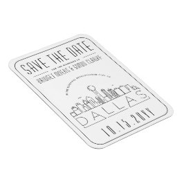 ダラス結婚の様式化されたスカイライン日付を保存 マグネット