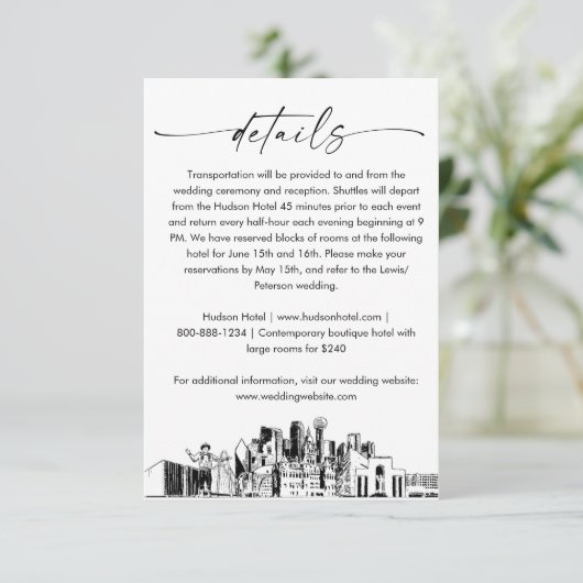 ダラス結婚スカイラインの詳細カード， 3.5x5 エンクロージャーカード (スタンド正面)