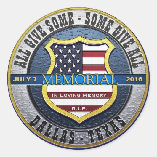ダラス警察記念シンブルーライン ラウンドシール (正面)