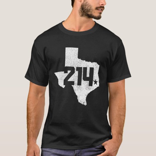 ダラス郡214エリアコードテキサス州地図プライド2 Tシャツ (正面)