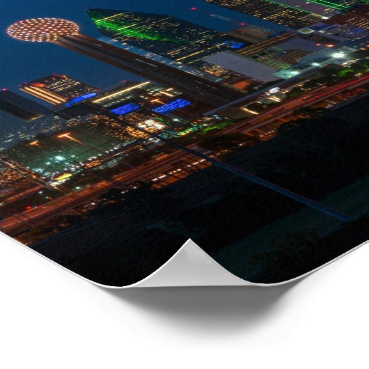 ダラス、テキサス州の街並み写真 ポスター (角)