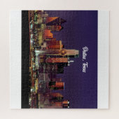 ダラス、テキサス州スカイラインの夕暮れ ジグソーパズル (横)