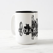 ダラス、テキサス州スカイライン黒地 ツートーンマグカップ (正面左)