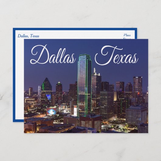 ダラス、テキサス州スカイライン、統一された州はがき ポストカード (正面/裏面)