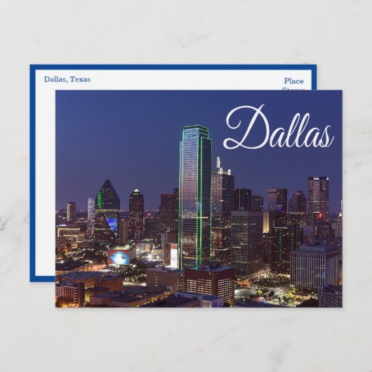 ダラス、テキサス州スカイライン、統一された州はがき ポストカード (正面/裏面)