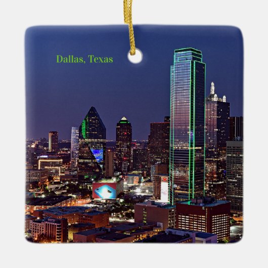 ダラス、テキサス州航空ビュー。 セラミックオーナメント (正面)