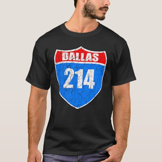 ダラス テキサス州 州間高速道路45 プライドを代表する 214 Tシャツ (正面)