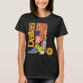 ダラス テキサス ヒマワリ ヴィンテージ, レトロ ポップ アート Tシャツ