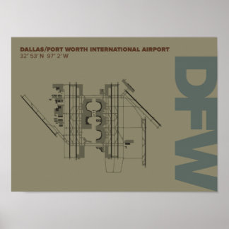 ダラス/フィートWorth Airport(DFW)図ポスター ポスター