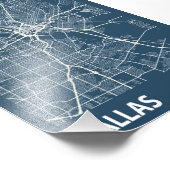 ダラス – 統一された州ブループリント市地図 フォトプリント (角)