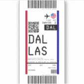 ダラス(DAL)への搭乗券 シール (正面)