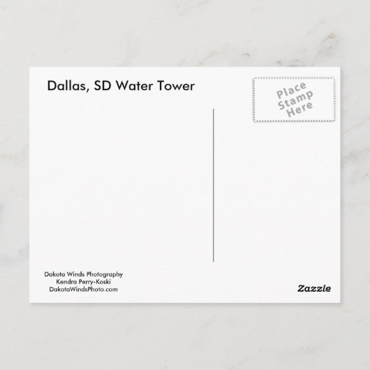 ダラス、SDの給水塔及び博物館 ポストカード (裏面)