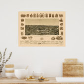 ダラス， TXパノラママップ – 1892 ポスター (キッチン)