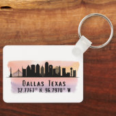 ダラスTXスカイライン緯度と経度 キーホルダー (正面)