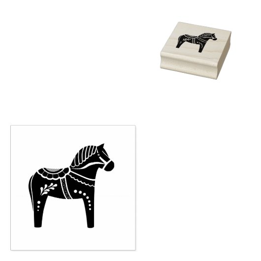 ダラフォーク馬、黒いフォーク馬のシルエット ラバースタンプ (押印)