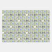 ダラホースとフローラスウェーデンフォークアートパターン ラッピングペーパーシート (正面)