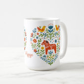 ダラホースフォークアートハイゲハートパターンマグ コーヒーマグカップ (正面右)