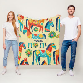 ダラホース水の色のパタカスタムーン フリースブランケット