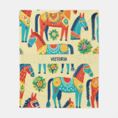 ダラホース水の色のパタカスタムーン フリースブランケット (正面)