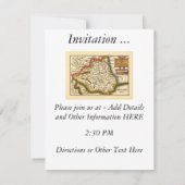 ダラム郡イングランドのビショップリック古地図 招待状 (裏面)