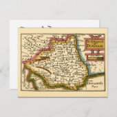 ダラム郡イングランドのビショップリック古地図 招待状 (正面/裏面)