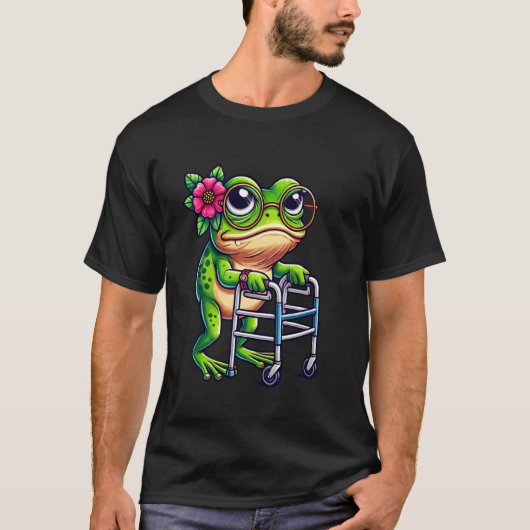 ダラリとした姿もかわいいおふざけカエルTシャツ Tシャツ (正面)