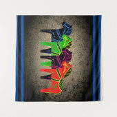 ダラ·ホース赤緑青黒フォーク タペストリー (正面(横))