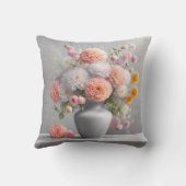 ダリアかわいらしブーケをグレーの花瓶に クッション (裏面)