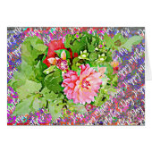 ダリアかわいらし開花ブーケマザーズデイカード (正面横)