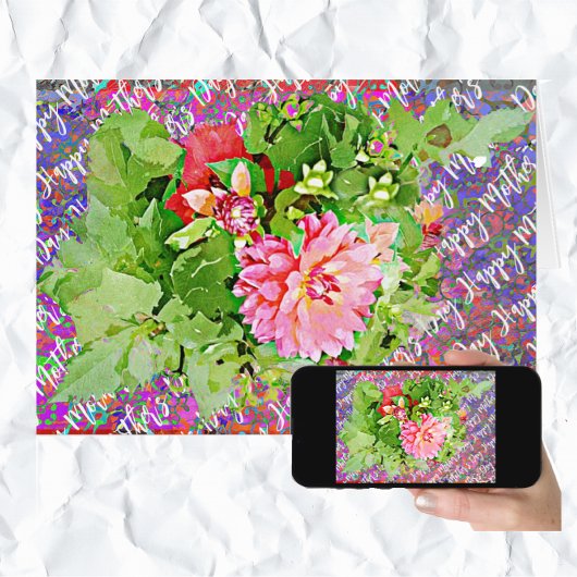 ダリアかわいらし開花ブーケマザーズデイカード