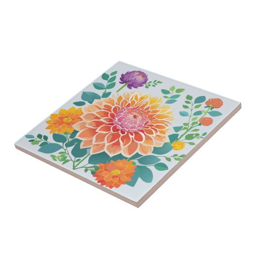 ダリアかわいらし タイル (側面)