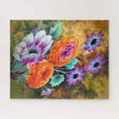ダリアとデイジーフラワーガーデンフローラ ジグソーパズル (横)