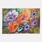 ダリアとデイジー花園フローラヴィンテージ キッチンタオル (横)