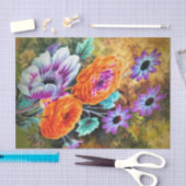 ダリアとデイジー花園フローラ秋 薄葉紙 (クラフト)