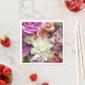 ダリアとバラの花の紙ナプキン スタンダードカクテルナプキン (インサイチュ)