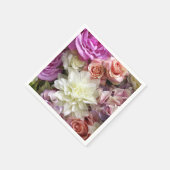 ダリアとバラの花の紙ナプキン スタンダードカクテルナプキン (角)