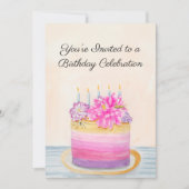 ダリアと庭の昆虫の40歳の誕生日ケーキ 招待状 (正面)