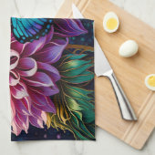 ダリアと虹色の蝶 キッチンタオル (四つ折り)