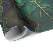 ダリアと虹色の青い緑の蝶 ラッピングペーパー (ロールコーナー)